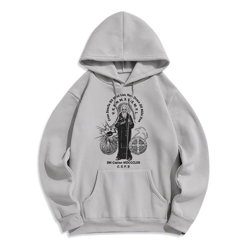 Christianartworkshop Classic Style St. Benedict Figure Fleece Lined Polyester Hoodie - Grey - 2XL - image 31