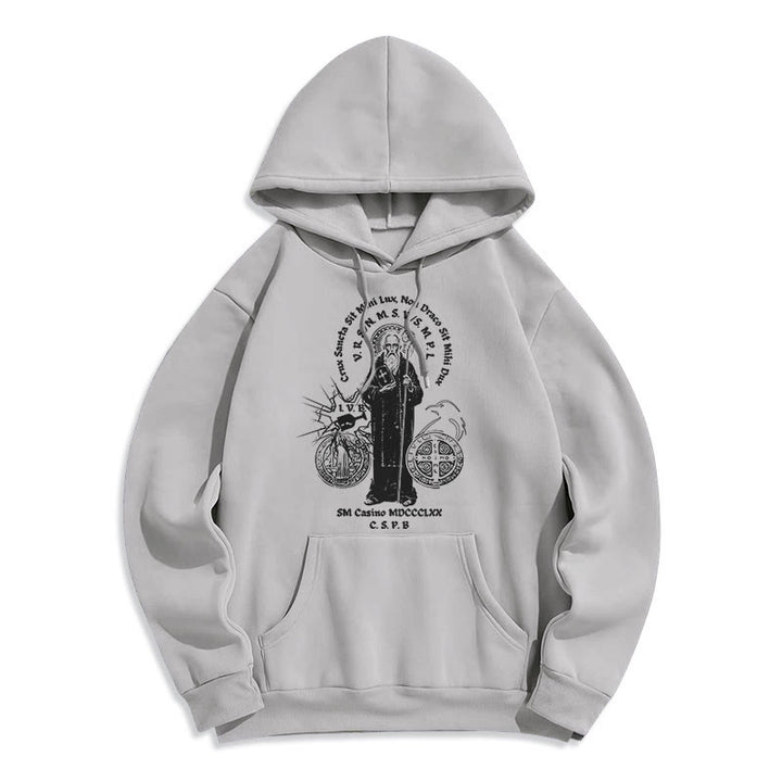 Christianartworkshop Classic Style St. Benedict Figure Fleece Lined Polyester Hoodie - Grey - 2XL - image 31