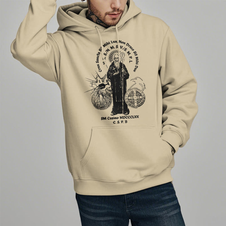 Christianartworkshop Classic Style St. Benedict Figure Fleece Lined Polyester Hoodie - image 13
