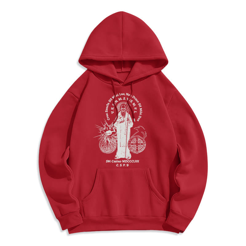 Christianartworkshop Classic Style St. Benedict Figure Fleece Lined Polyester Hoodie - Red - 2XL - image 36