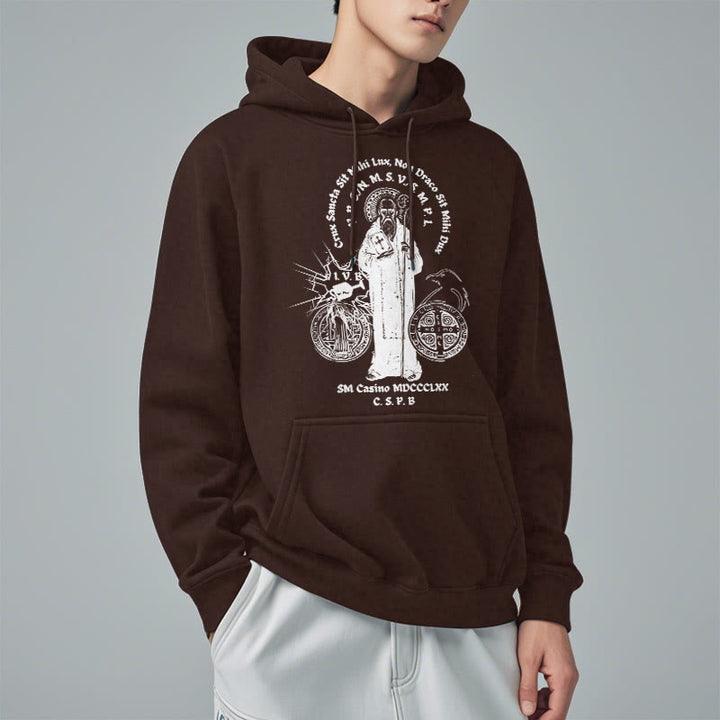 Christianartworkshop Classic Style St. Benedict Figure Fleece Lined Polyester Hoodie - image 19
