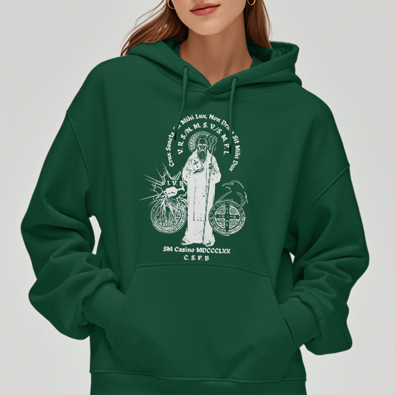 Christianartworkshop Classic Style St. Benedict Figure Fleece Lined Polyester Hoodie - image 24