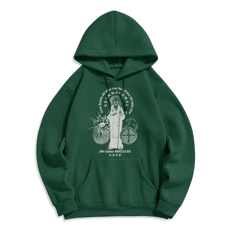 Christianartworkshop Classic Style St. Benedict Figure Fleece Lined Polyester Hoodie - Green - 2XL - image 21