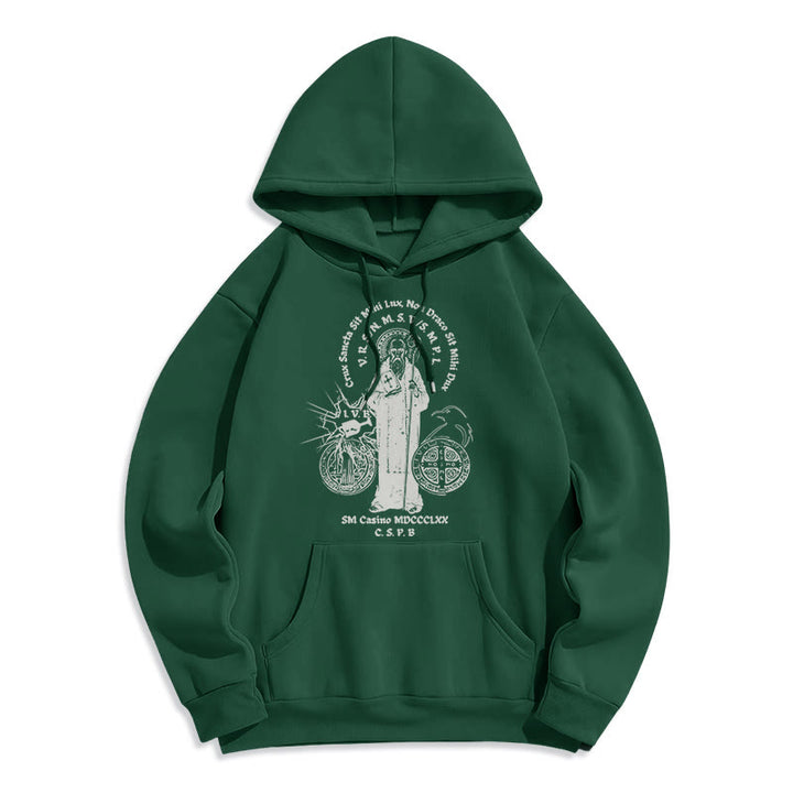 Christianartworkshop Classic Style St. Benedict Figure Fleece Lined Polyester Hoodie - Green - 2XL - image 21