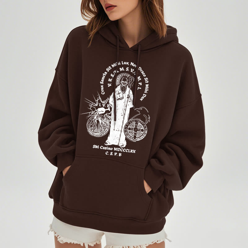 Christianartworkshop Classic Style St. Benedict Figure Fleece Lined Polyester Hoodie - image 18