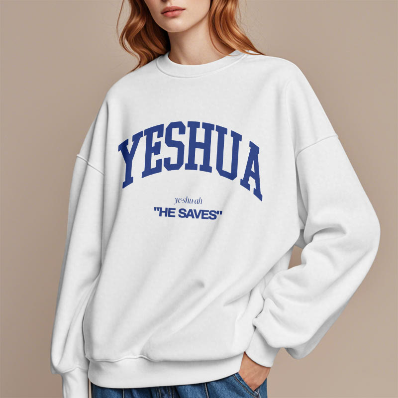 Christianartworkshop Classic Style Yeshua He Saves Fleece Lined Polyester Sweatshirt - image 14