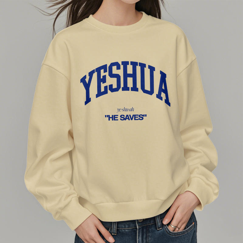 Christianartworkshop Classic Style Yeshua He Saves Fleece Lined Polyester Sweatshirt - image 7