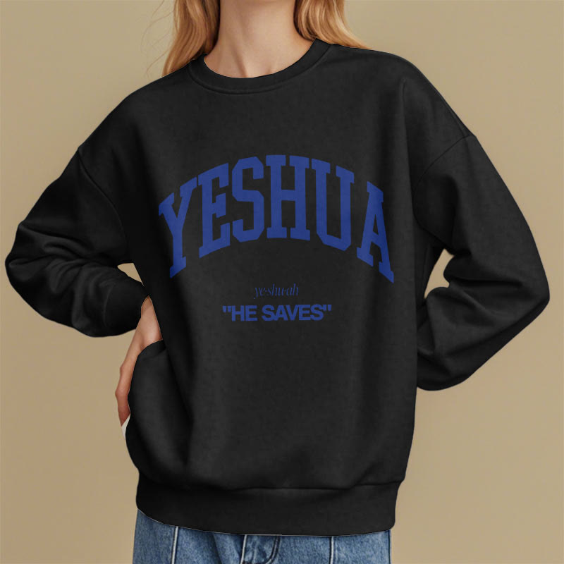 Christianartworkshop Classic Style Yeshua He Saves Fleece Lined Polyester Sweatshirt - image 3