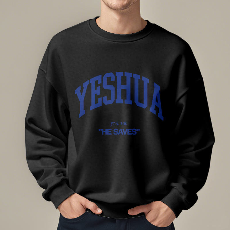Christianartworkshop Classic Style Yeshua He Saves Fleece Lined Polyester Sweatshirt - image 2