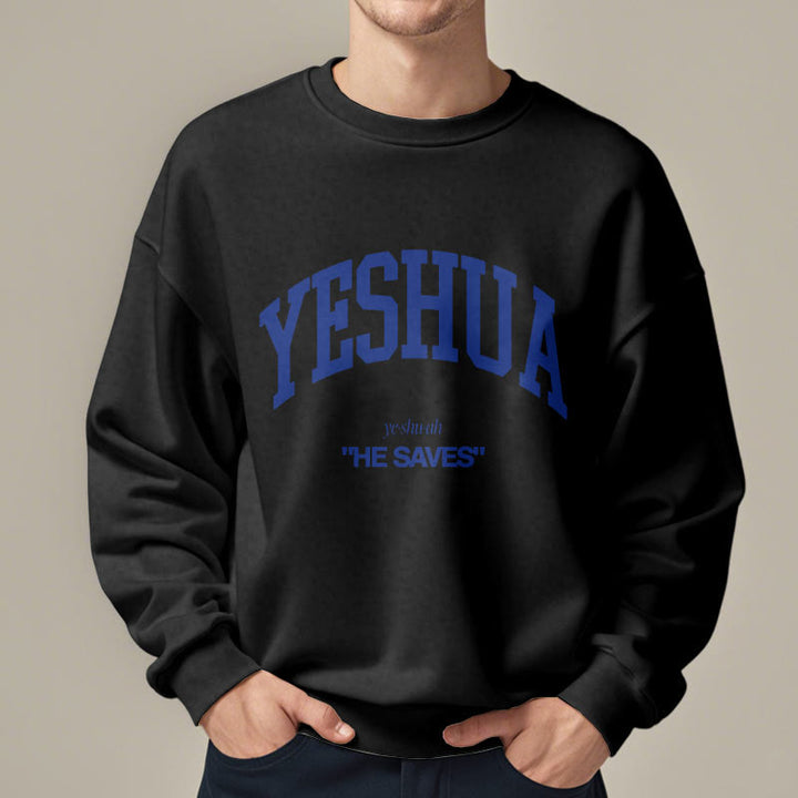Christianartworkshop Classic Style Yeshua He Saves Fleece Lined Polyester Sweatshirt - image 2