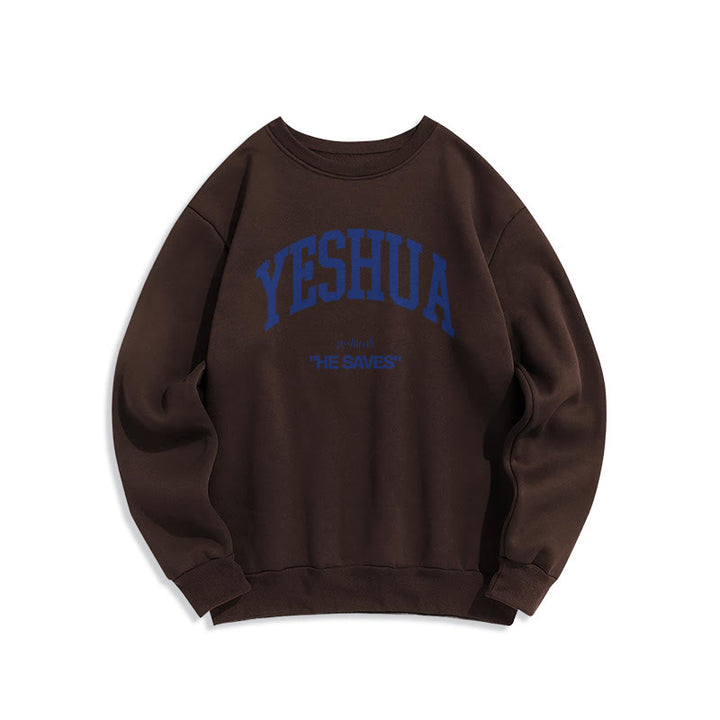 Christianartworkshop Classic Style Yeshua He Saves Fleece Lined Polyester Sweatshirt - Brown - 2XL - image 16