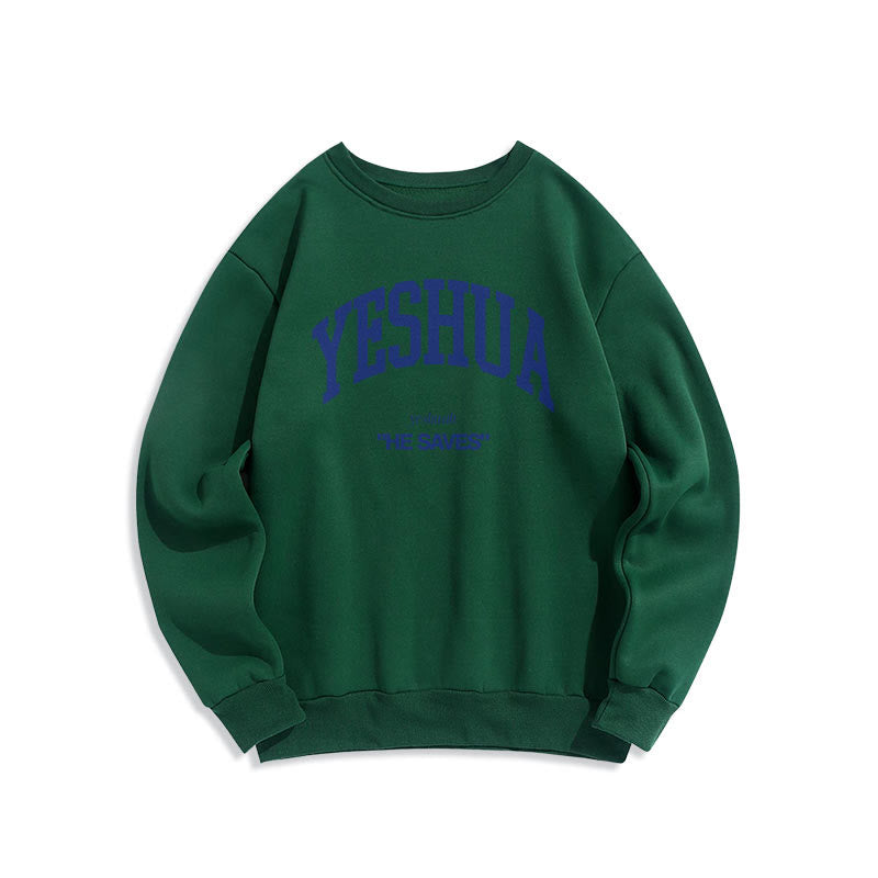 Christianartworkshop Classic Style Yeshua He Saves Fleece Lined Polyester Sweatshirt - Green - 2XL - image 21