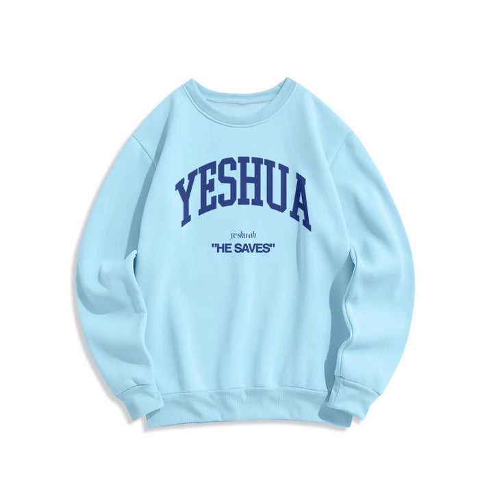 Christianartworkshop Classic Style Yeshua He Saves Fleece Lined Polyester Sweatshirt - Blue - 2XL - image 26