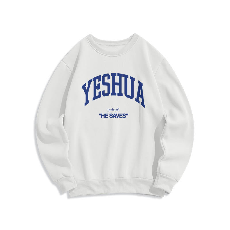Christianartworkshop Classic Style Yeshua He Saves Fleece Lined Polyester Sweatshirt - White - 2XL - image 10