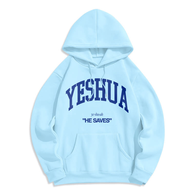 Christianartworkshop Classic Style Yeshua He Saves Fleece Lined Polyester Hoodie - Blue - 2XL - image 31