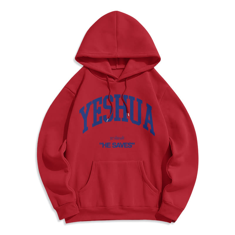 Christianartworkshop Classic Style Yeshua He Saves Fleece Lined Polyester Hoodie - Red - 2XL - image 36