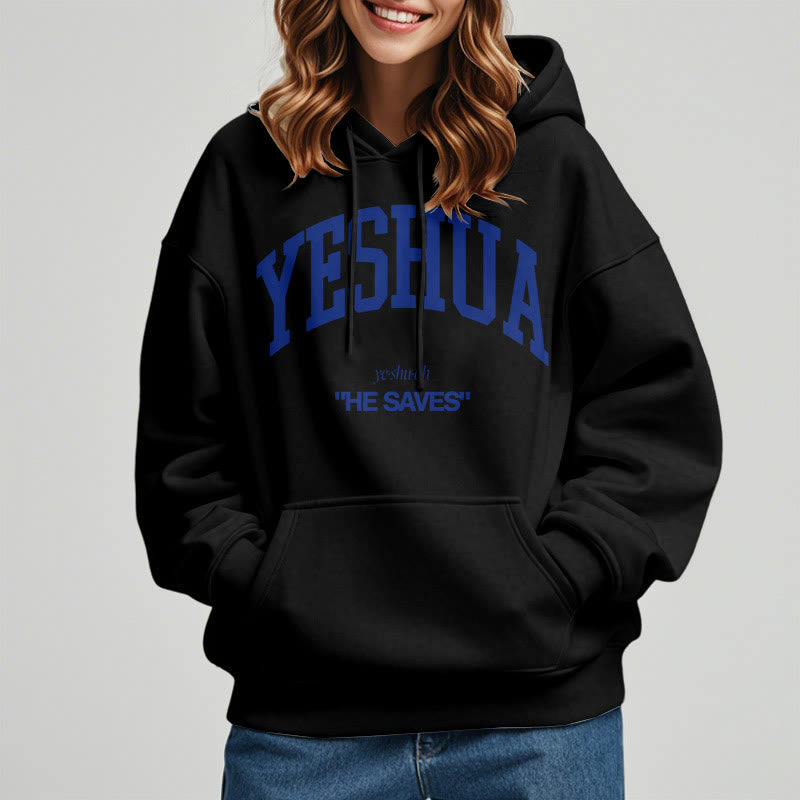 Christianartworkshop Classic Style Yeshua He Saves Fleece Lined Polyester Hoodie - image 2