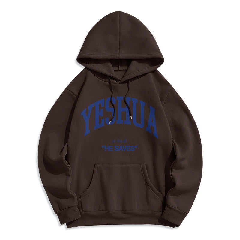 Christianartworkshop Classic Style Yeshua He Saves Fleece Lined Polyester Hoodie - Brown - 2XL - image 21