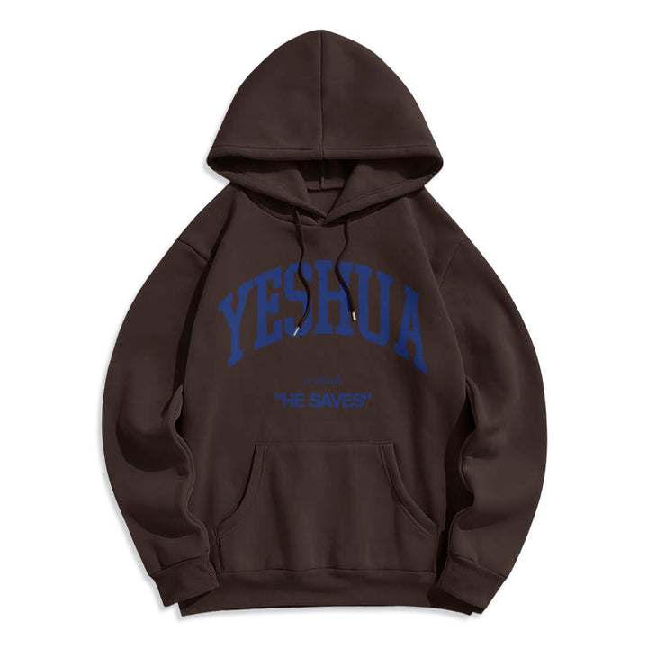 Christianartworkshop Classic Style Yeshua He Saves Fleece Lined Polyester Hoodie - Brown - 2XL - image 21