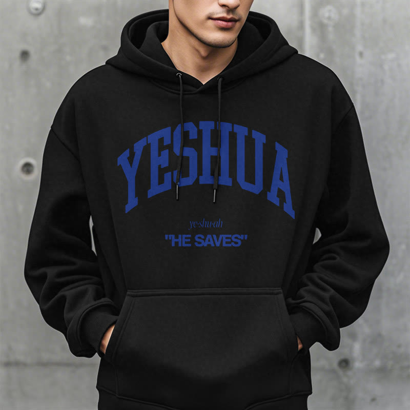 Christianartworkshop Classic Style Yeshua He Saves Fleece Lined Polyester Hoodie - image 3