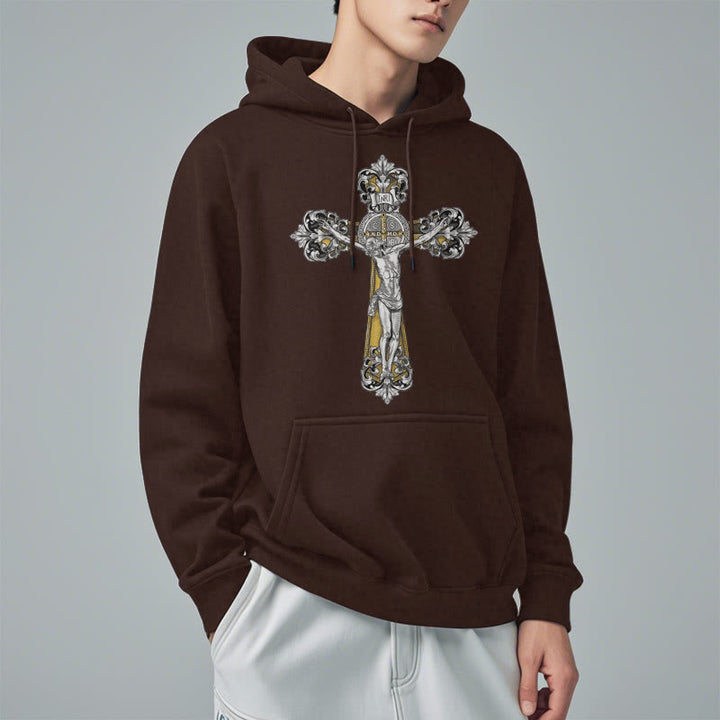 Christianartworkshop Classic Style St. Benedict Cruxifix Faith Fleece Lined Polyester Hoodie - image 17
