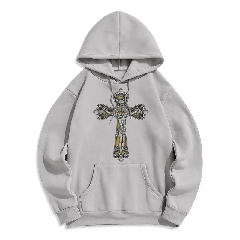 Christianartworkshop Classic Style St. Benedict Cruxifix Faith Fleece Lined Polyester Hoodie - Grey - 2XL - image 31