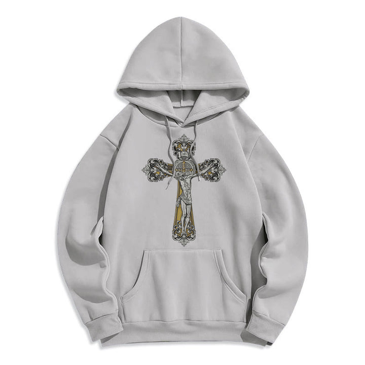 Christianartworkshop Classic Style St. Benedict Cruxifix Faith Fleece Lined Polyester Hoodie - Grey - 2XL - image 31