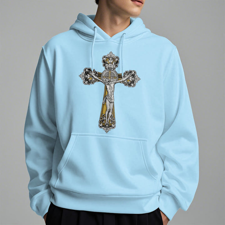 Christianartworkshop Classic Style St. Benedict Cruxifix Faith Fleece Lined Polyester Hoodie - image 28