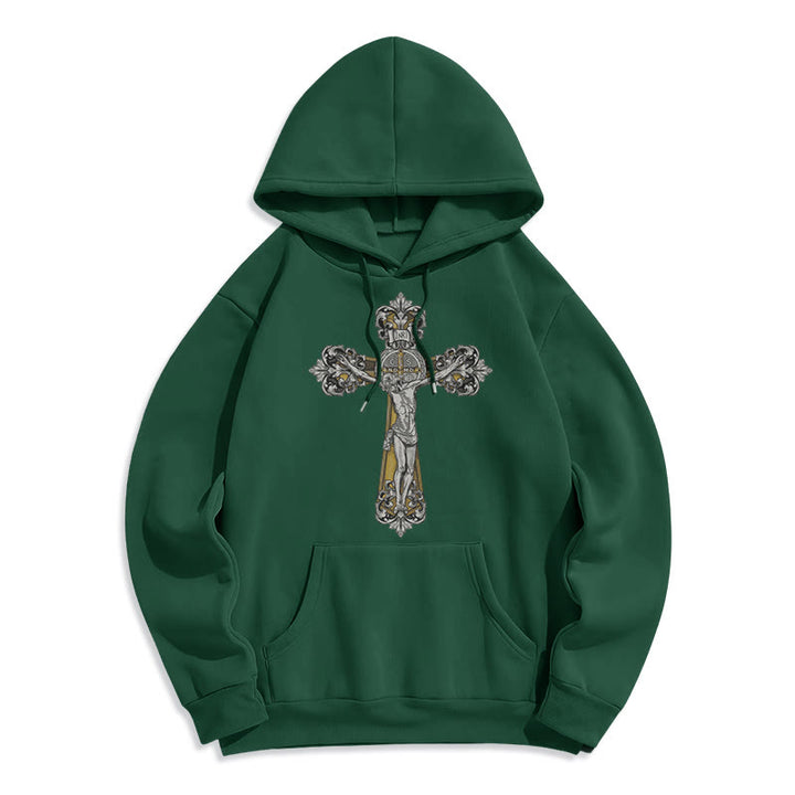 Christianartworkshop Classic Style St. Benedict Cruxifix Faith Fleece Lined Polyester Hoodie - Green - 2XL - image 21