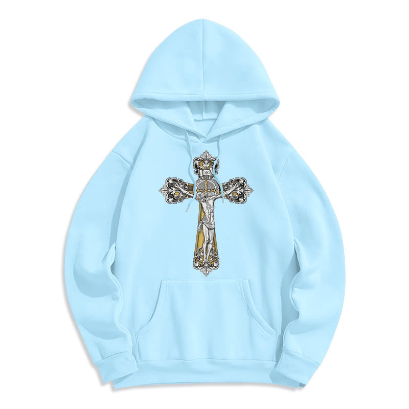 Christianartworkshop Classic Style St. Benedict Cruxifix Faith Fleece Lined Polyester Hoodie - Blue - 2XL - image 26