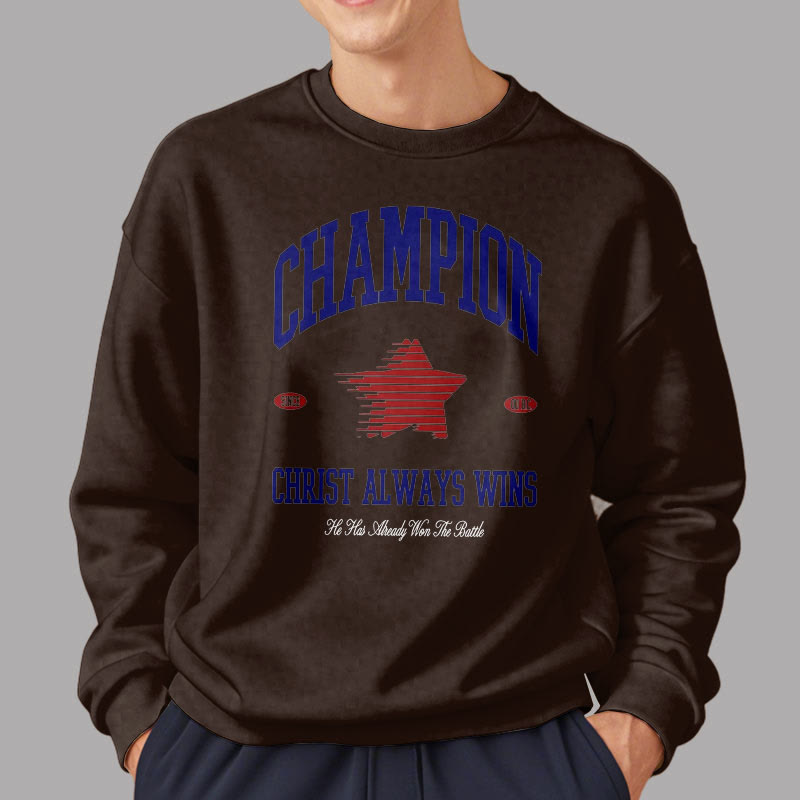Christianartworkshop Modern Style Champion Christ Always Wins Fleece Lined Polyester Sweatshirt - image 18