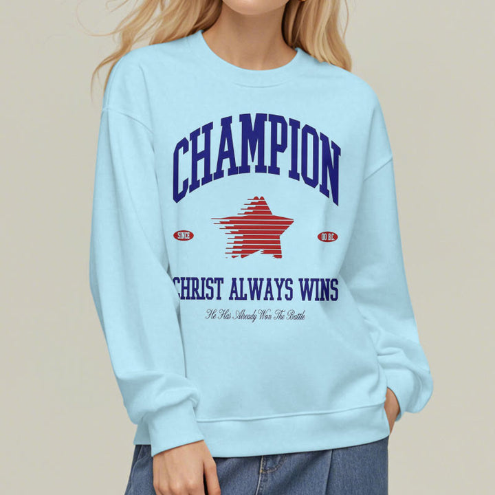 Christianartworkshop Modern Style Champion Christ Always Wins Fleece Lined Polyester Sweatshirt - image 29