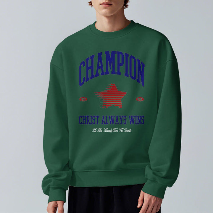 Christianartworkshop Modern Style Champion Christ Always Wins Fleece Lined Polyester Sweatshirt - image 24