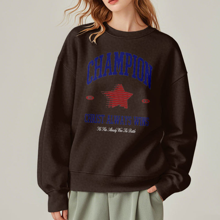 Christianartworkshop Modern Style Champion Christ Always Wins Fleece Lined Polyester Sweatshirt - image 17