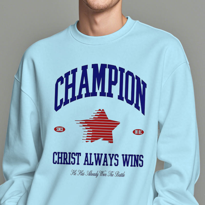 Christianartworkshop Modern Style Champion Christ Always Wins Fleece Lined Polyester Sweatshirt - image 28