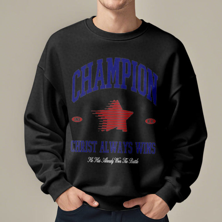 Christianartworkshop Modern Style Champion Christ Always Wins Fleece Lined Polyester Sweatshirt - image 8