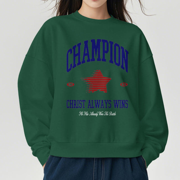 Christianartworkshop Modern Style Champion Christ Always Wins Fleece Lined Polyester Sweatshirt - image 23