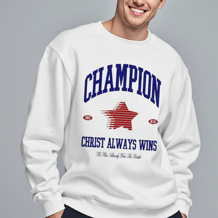 Christianartworkshop Modern Style Champion Christ Always Wins Fleece Lined Polyester Sweatshirt - image 14