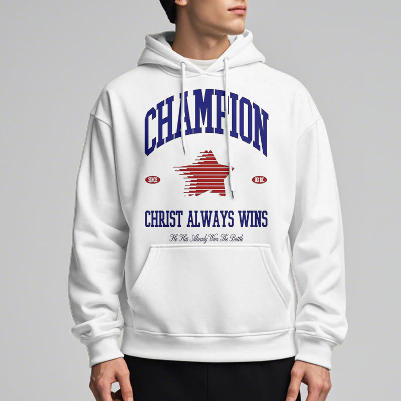 Christianartworkshop Modern Style Champion Christ Always Wins Fleece Lined Polyester Hoodie - image 13