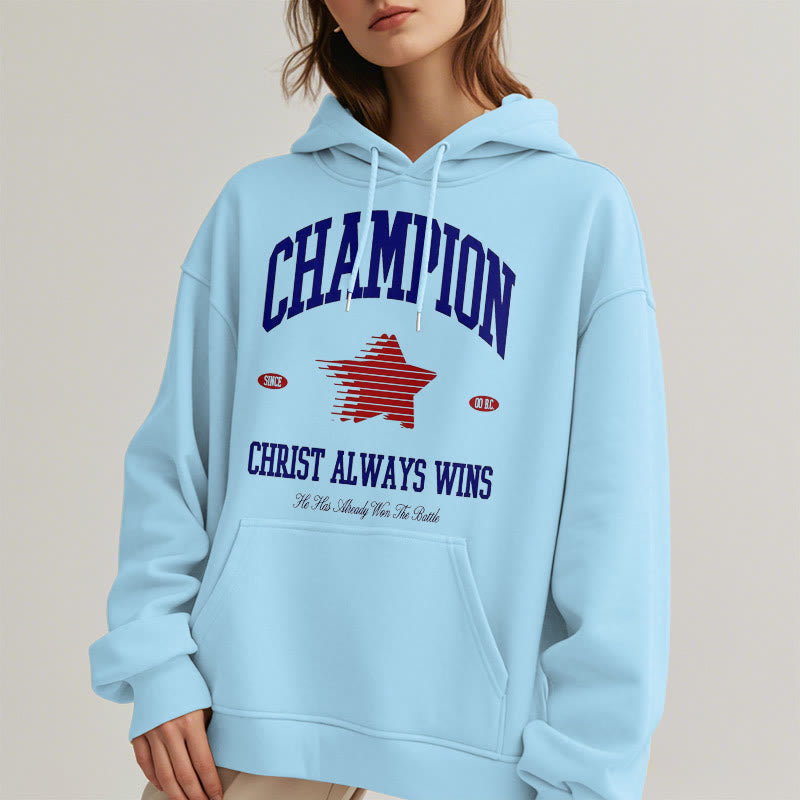 Christianartworkshop Modern Style Champion Christ Always Wins Fleece Lined Polyester Hoodie - image 33