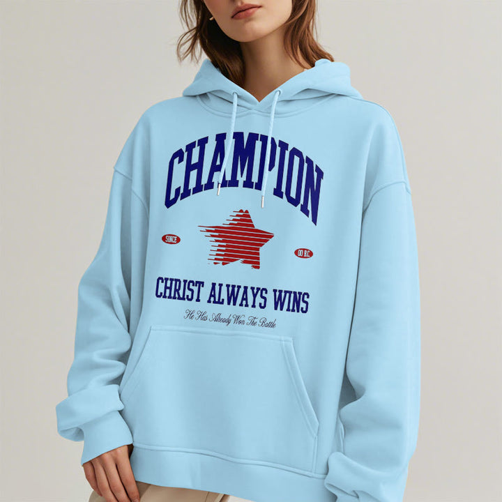 Christianartworkshop Modern Style Champion Christ Always Wins Fleece Lined Polyester Hoodie - image 33