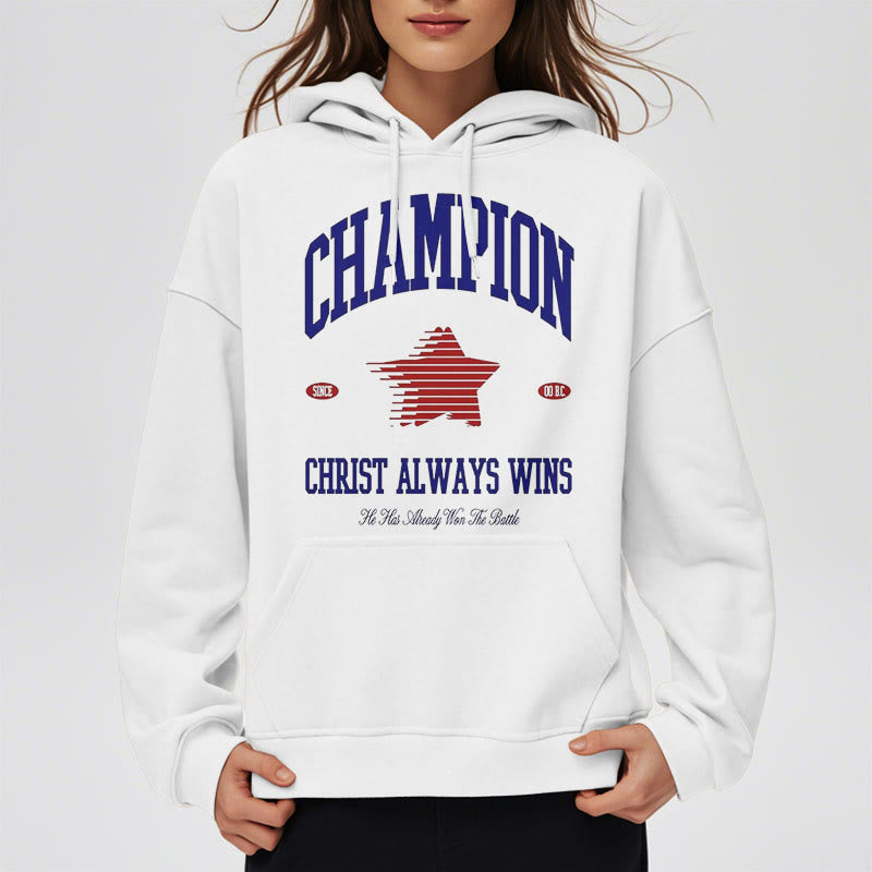 Christianartworkshop Modern Style Champion Christ Always Wins Fleece Lined Polyester Hoodie - image 14