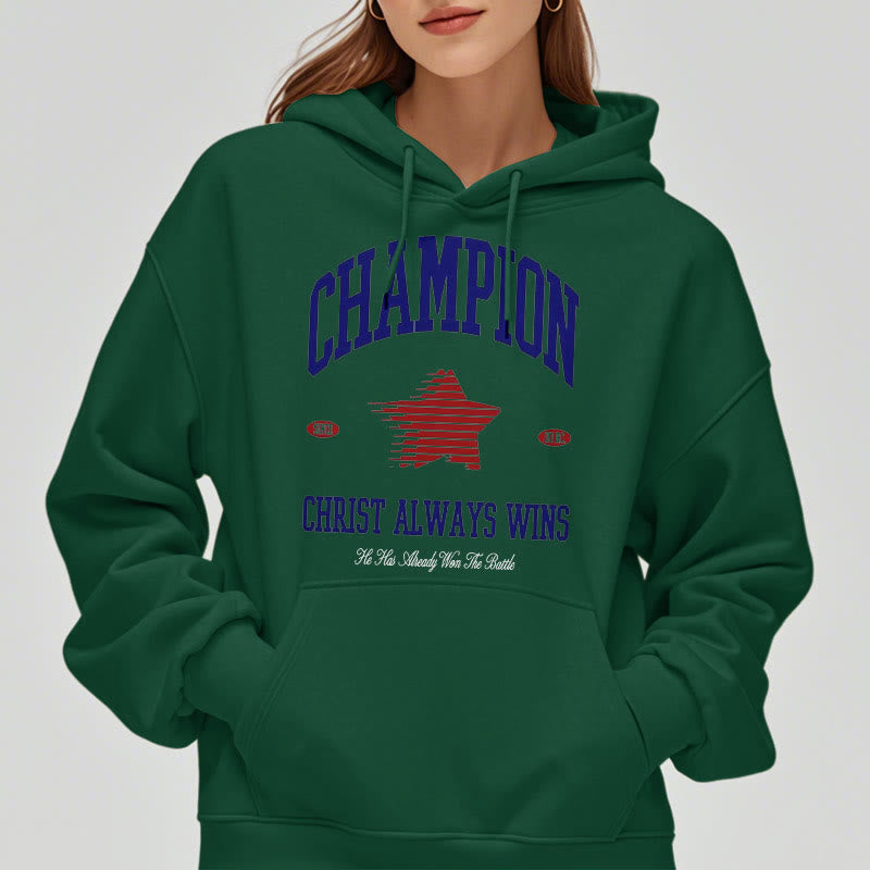 Christianartworkshop Modern Style Champion Christ Always Wins Fleece Lined Polyester Hoodie - image 28