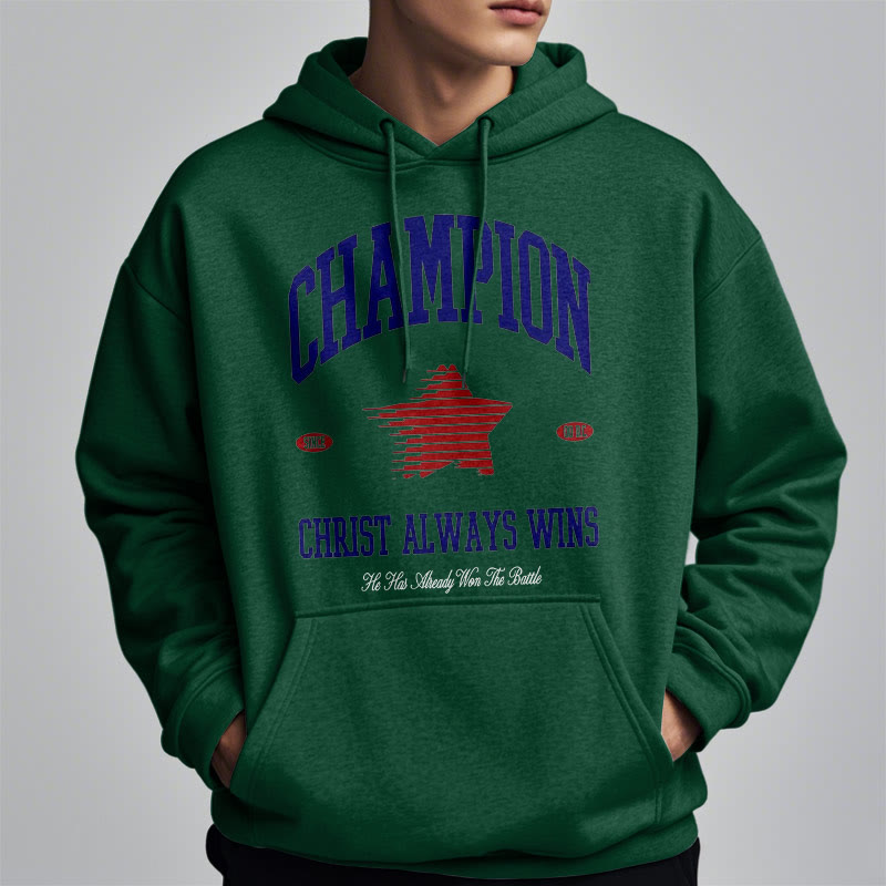 Christianartworkshop Modern Style Champion Christ Always Wins Fleece Lined Polyester Hoodie - image 29