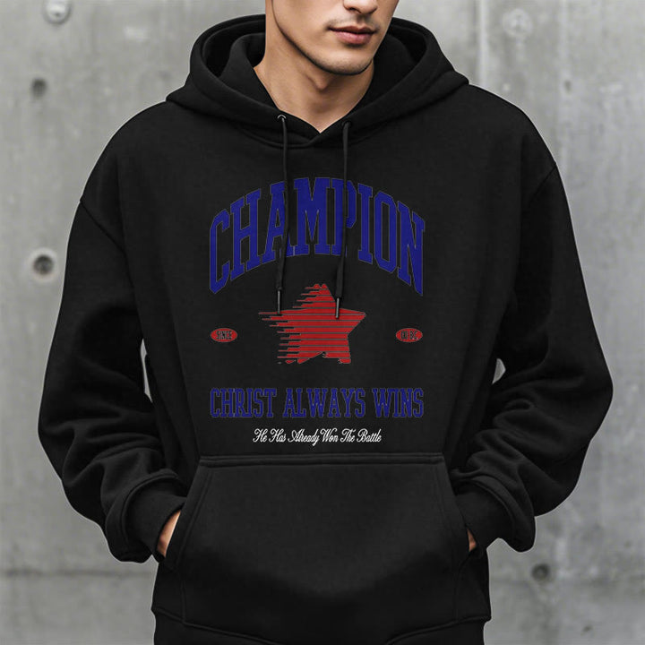 Christianartworkshop Modern Style Champion Christ Always Wins Fleece Lined Polyester Hoodie - image 9