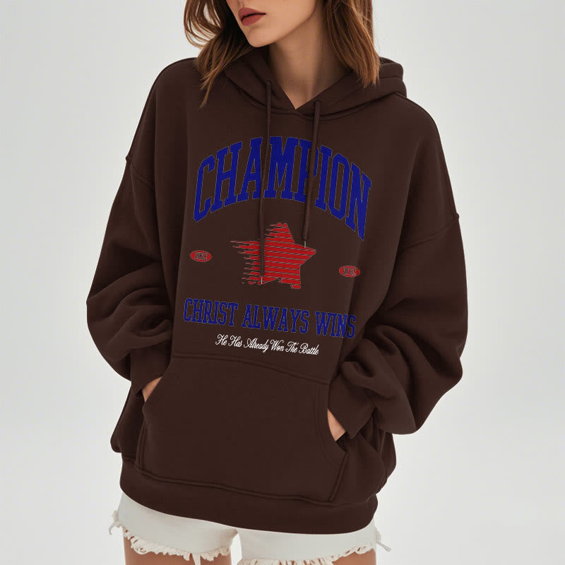 Christianartworkshop Modern Style Champion Christ Always Wins Fleece Lined Polyester Hoodie - image 24