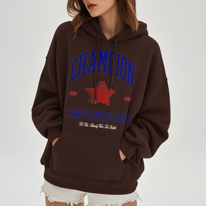 Christianartworkshop Modern Style Champion Christ Always Wins Fleece Lined Polyester Hoodie - image 24
