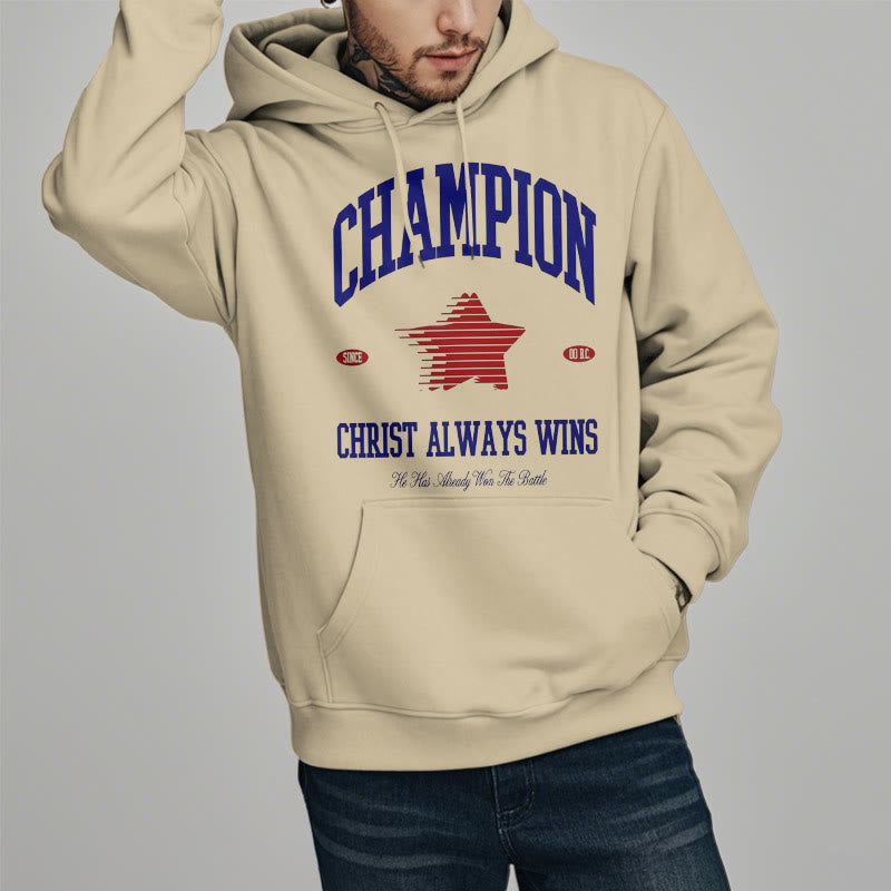 Christianartworkshop Modern Style Champion Christ Always Wins Fleece Lined Polyester Hoodie - image 18
