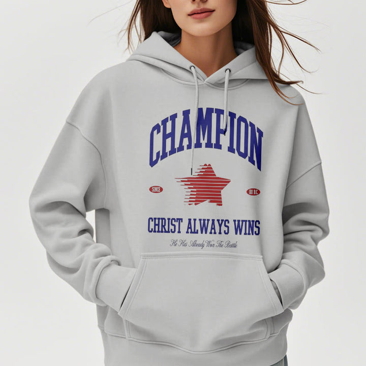 Christianartworkshop Modern Style Champion Christ Always Wins Fleece Lined Polyester Hoodie - image 39
