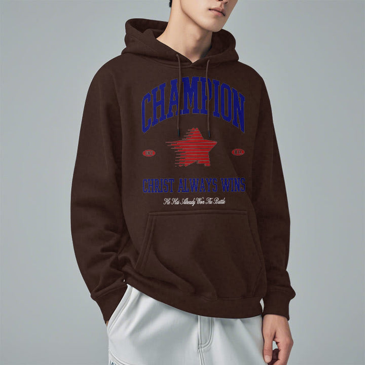 Christianartworkshop Modern Style Champion Christ Always Wins Fleece Lined Polyester Hoodie - image 23